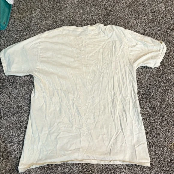 Cream Oversized  T-Shirt with Wave and Floral Design - Picture 3 of 3